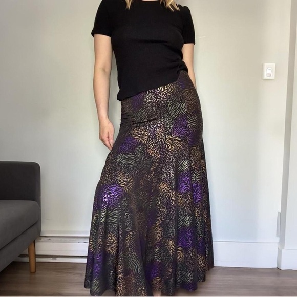 💜✨ Vintage Handmade Stretchy Flowy Maxi Skirt - Picture 1 of 5